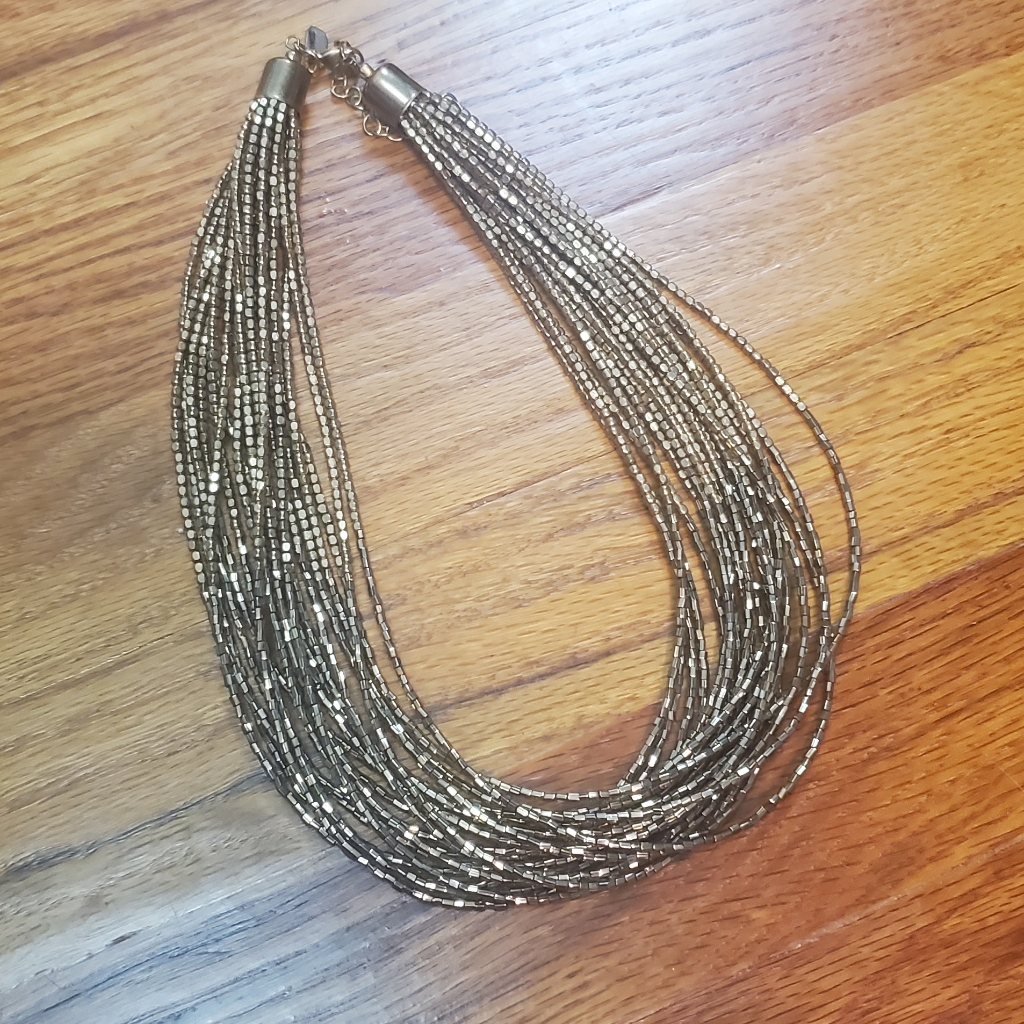 New Tasha Layered Bronze Beaded Statement Necklace 39$